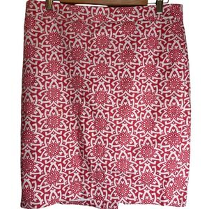 J.Crew‎ Factory Basketweave Pencil Skirt Women's Sz 8 Coral & Cream